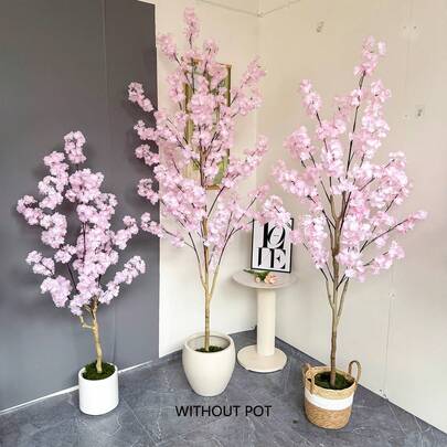 1棵100-220厘米仿真樱桃树，配有逼真的丝绸叶子，可作室内装饰植物，适用于婚礼、家居、客厅、阳台等场所，也适合情人节、圣诞节、感恩节等节日，不含花盆。