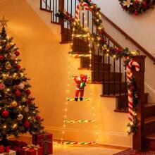 1pc Santa Claus Ladder Light, USB Power Supply, LED Garden Christmas Tree Garden Decoration, Leather Wire Ladder Light Suitable For Outdoor Garden Christmas Day Party Scene Decoration, Window Or Indoor Christmas Decoration, Christmas Decoration Outdoor Light, Holiday Lighting, Christmas Outdoor Decoration, Party Supplies - Yellow - View 4