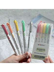 15色荧光笔套装,软性水性双头马克笔,马克笔,钢笔,绘画,笔记本,日记本,学生文具,办公用品,返校季(款式随机) - 彩色 - 查看 19