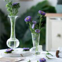 Lake Balaton 1 Bình thủy tinh trong suốt, Chậu hoa mini họa tiết gợn sóng, Bình hoa khô tối giản, Thích hợp trang trí nhà cửa, Trang trí phòng khách, Cắm hoa - Trong sáng - Xem 11