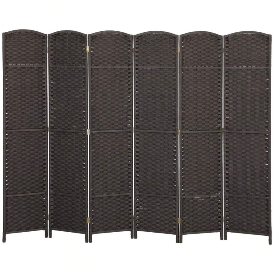 HOMCOM 6-Piece Room Divider, Foldable Privacy Screen, Privacy Wall For Living Room, Bedroom, Home Office, Brown - 1 - View 1
