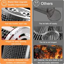 Stainless Steel Grill With Detachable Wooden Handles, Perfect For Outdoor Picnics And Barbecues. No Need To Worry About Grilling Vegetables And Shrimp. - Multicolor - View 10