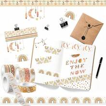 Bohemian Style Washi Tapes, Cartoon Themed, Cute, Creative, Fun, Waterproof, Candy Stickers, Phone Stickers, Suitable For Decorating Diaries, Collages, Scrapbooks, Notebooks, Crafts, Water Bottles, Guitars, Skateboards, Bicycles, Motorcycles, Helmets, Luggage And More - Multicolor - View 6