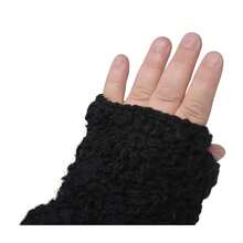Nickanny's Thermal Insulated Lined Knit Arm Hand Warmer Texting Fingerless Gloves Mittens,Black - 黑色的 - 查看 6
