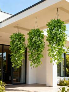 1 Piece Of Artificial Hanging Plants, Outdoor Artificial Plants, Fake Hanging Plants, Imitation Hanging Ivy Plants, UV-Resistant Plastic Plants, Valentine's Day Gifts - Green - View 9