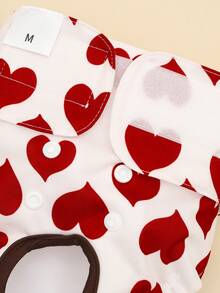 1pc Red Heart Pattern Washable Puppy Diaper, Available In Small, Medium And Large Sizes. Reusable, Suitable For Estrus Puppies. - Multicolor - View 8