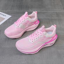 Women's Carbon Plate Running Shoes, Breathable Knitted Sports Shoes, Non Slip, Wear-Resistant, Elastic, Suitable For Various Outdoor Sports Such As Running, Fitness, Tennis, Etc - 粉色 - 查看 7