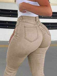 GILIPUR Nouveaux jeans évasés style Y2K pour femmes, taille haute coupe slim stretch, élégants et pour le streetwear casual, vintage pour l'hiver et le printemps, cadeau idéal pour le Nouvel An, la Saint-Valentin, met en valeur les loisirs raffinés, parfait pour les événements formels, les dîners décontractés et les concerts - Kaki - Voir 7