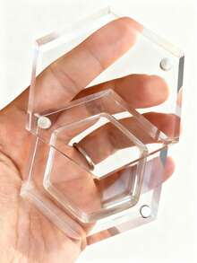 Customize 1pc Personalized Acrylic Wedding Ring Box, Customize Name And Date Pattern Ring Box, Heart-Shaped/Hexagonal Ring Box, New Wedding Gift, Wedding Party Gift, Bride Gift, Suitable For Him/Her, Boyfriend, Girlfriend, Couple, Wife, Husband, Anniversary, Wedding, Valentine's Day, Unique Gift - Multicolor - View 5