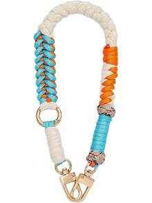 Colourful Keychain Wristlet For Women Cute Woven Wrist Key Lanyard Strap For Car Keys Handbag Denim JeansChristmas - B - View 8