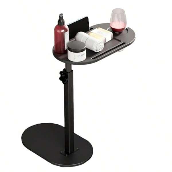 Bathtub Tray Bamboo Bathtub Tray Table Height Adjustable And 360°Rotated Washroom Tray Table With Phone And Tablet Slot For Home Restroom Spa Couch Bed Black