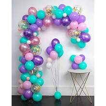 Pink Purple Blue Balloons, 12 Inch Color Pink Teal Purple Balloons Confetti Latex Balloons Themed Gaby House Party Birthday Decorations - 粉紅色 紫色 藍色 - 查看 4