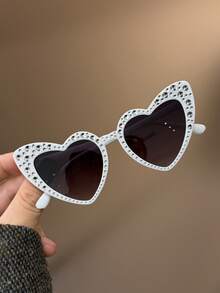 1副镶钻心形可爱儿童时尚眼镜，男女童均适用，适合派对、户外旅行、海滩度假、时尚造型、摄影道具 - 彩色 - 查看 5