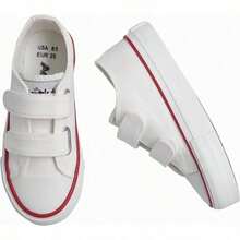 ANTLULU Boys and Girls Canvas Shoes Dual Adjustable Hook and Loop Classic Low Top Sneakers - Blanco - Ver 4