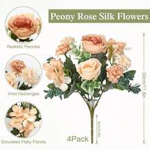 1束人造玫瑰花，刺绣花球，混合花卉，雏菊，适用于生日派对、聚会、装饰、婚礼花篮、新娘捧花、家居装饰、餐厅、卧室、窗台、花瓶装饰、情人节、新年装饰、户外花园、返校季 - 香檳色 - 查看 2