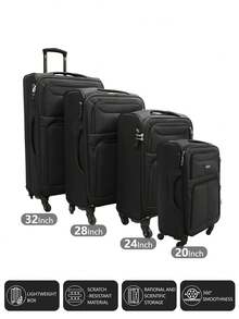 Walizka z tkaniny Oxford, walizka na kółkach, duża pojemność, 4-częściowy zestaw walizek z tkaniny Oxford, 20/24/28/32 cale, odporna na zarys Oxford, 20/24/28/32 cale, odpornaa zarys może być używana jako bagaż podręczny lub walizka - 黑色 - 查看 11