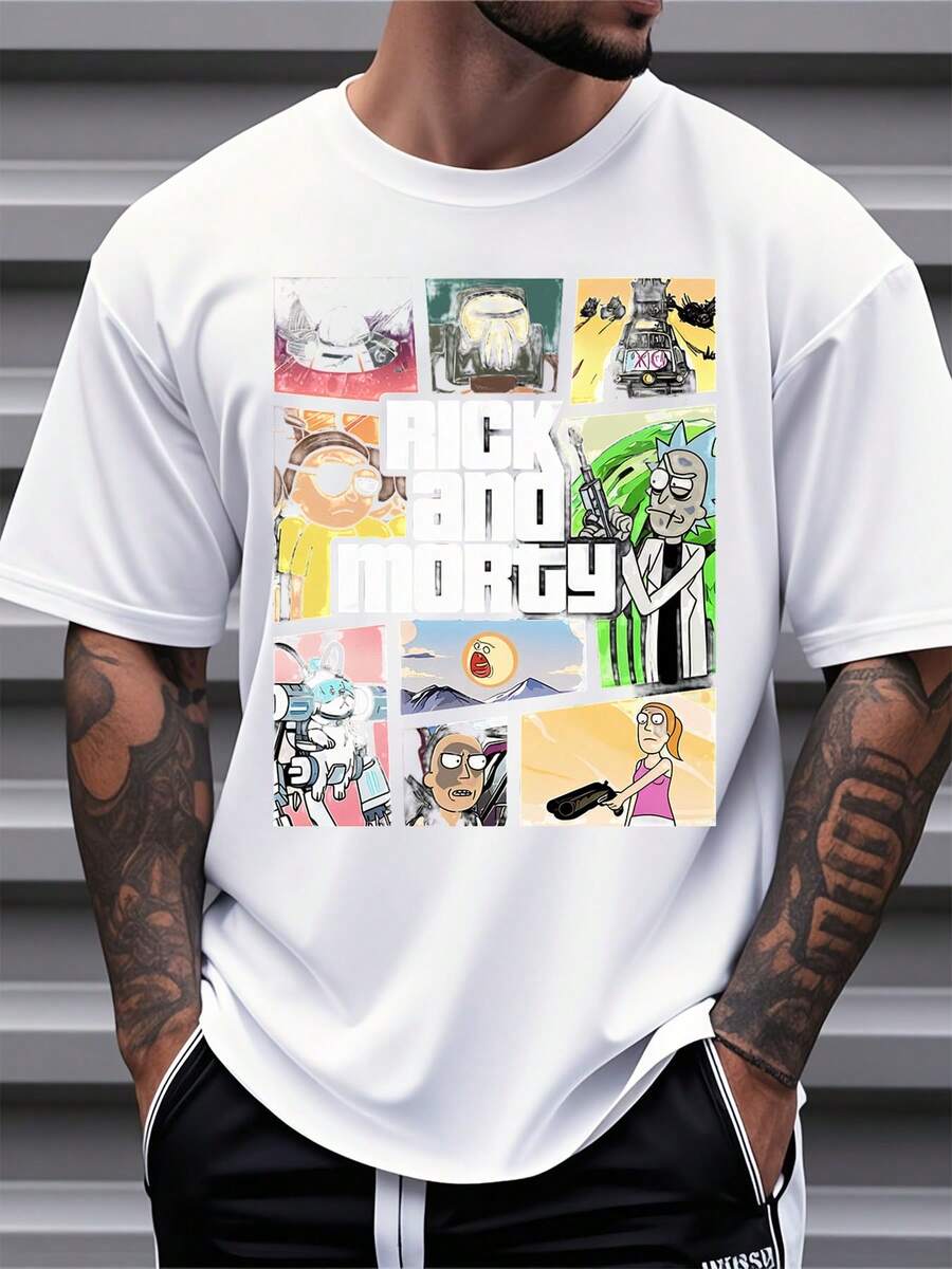Warner Bros Rick And Morty Anime T Shirt Men Women Cartoon Graphic Tee Unisex Casual Top Pop Culture Fan Gift Summer Wear Streetwear Style,220g - trắng - Xem 1