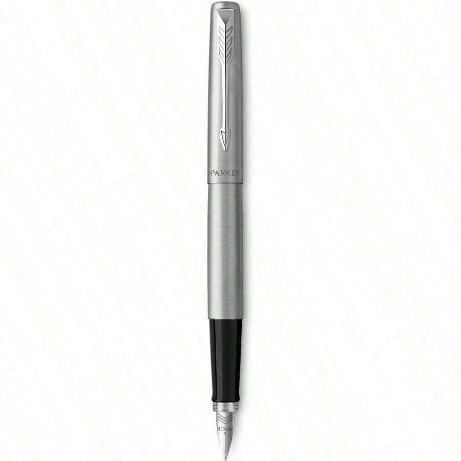 Parker - Pluma estilográfica Jotter mango de acero inoxidable con acabado cromado cartucho azul - Azul - Ver 1