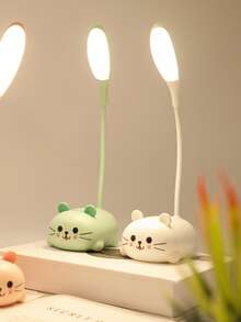 USB Rechargeable Eye-Caring Desk Lamp, Cute Cat LED Study Reading Light, Foldable, Dimmable Bedside Lamp For Bedroom, Student Dorm