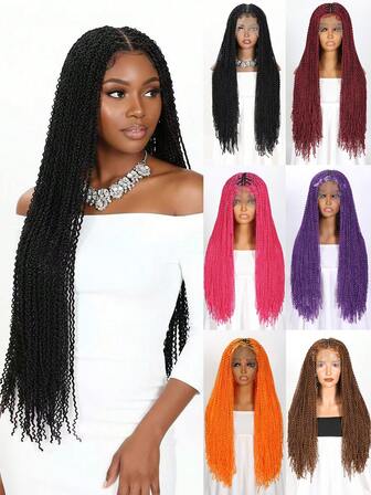 30 Inch Braided HD Lace Front Wigs 10x5 Box Braiding WigZizi Braid Wig For RamenNoodles Wigstong Black Synthetic Braids Hair Wigs Trancas Miojio Wigs