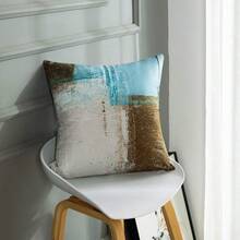 Britimes Throw Pillow Covers Home Decor Set Of 2 Pillow Cases Decorative 20 X 20 Inches Outdoor Cushion Couch Sofa Pillowcases Beige Blue - BeigeBlue - View 2