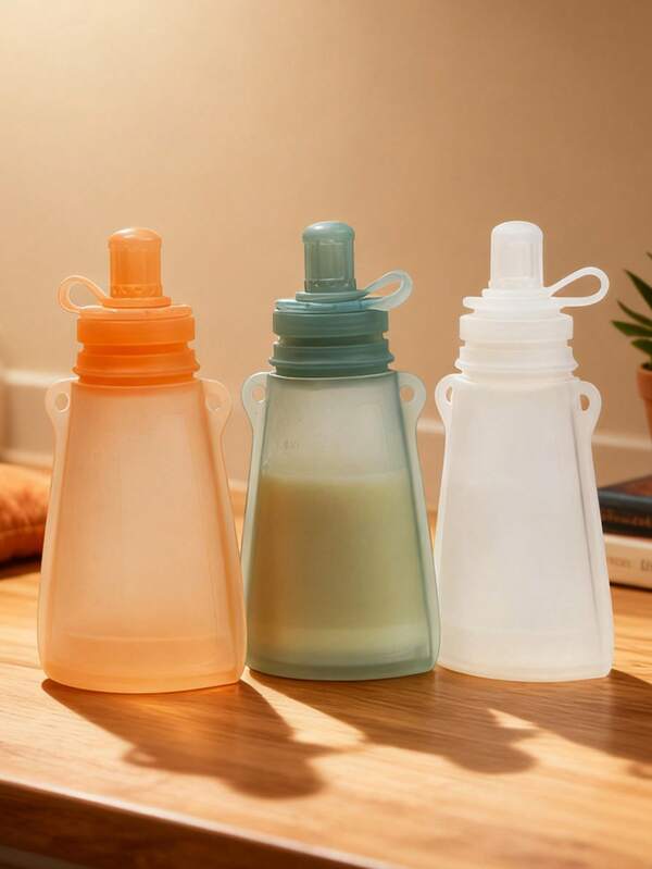 Reusable Squeeze Pouches Silicone Refillable Baby Food Storage Bags Containers For Toddlers Kids Feeding Supplies