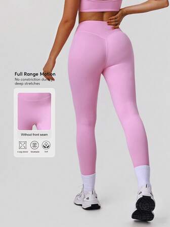 Sodalemon Women Running Yoga No Front Seam Buttock Lifting Casual Outdoor Sport Leggings Tights