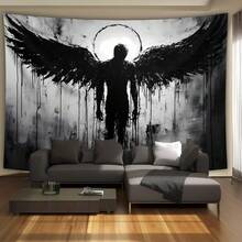 1 Piece Extra Large Black Angel Landscape Tapestry - Premium Polyester Fiber High-Definition Digital Printing, Soft Texture Art Decoration, Suitable For Living Room, Bedroom, Home Office, Angel Theme, Strong Visual Impact, Durable Material, Modern Home Decor Painting - Nhiều màu - Xem 1