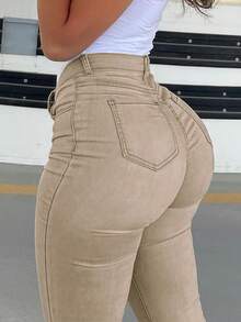 GILIPUR Nouveaux jeans évasés style Y2K pour femmes, taille haute coupe slim stretch, élégants et pour le streetwear casual, vintage pour l'hiver et le printemps, cadeau idéal pour le Nouvel An, la Saint-Valentin, met en valeur les loisirs raffinés, parfait pour les événements formels, les dîners décontractés et les concerts - Kaki - Voir 8