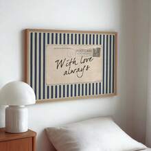 1幅“永远爱你”主题墙画，海军蓝条纹浪漫语录帆布画，情感海报，复古明信片风格，海岸风情装饰，适用于客厅、卧室或办公室装饰，情人节礼物，可选无框或有框。 - 彩色 - 查看 5