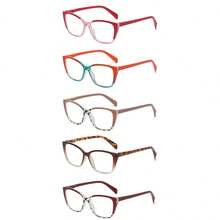 5 Pairs Women's Cat-Eye Reading Glasses, Y2K Fashion Reading Glasses, Dopamine Color Matching, Classic Solid Colors And Unique Leopard Print Patterns, Suitable For All Seasons. Stylish Computer Reading Glasses With Clear Magnification Of +1.0 To +4.0 Degrees, Easily Adapt To Daily Casual And Formal Occasions, And Long-Term Wear Does Not Cause Pressure. They Are Ideal For Reading, Office, And Other Scenes. Add A Touch Of Color To Your Autumn And Winter Outfits. - Nhiều màu - Xem 7