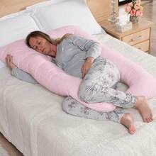 Pregnancy Body Pillow, 200 Thread Count Micropercal, 120x60cm, Ergonomic, Soft, For Bed - Hoa hồng - Xem 6