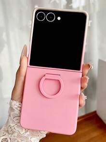 Luxury Candy Color Ring Silicone Finger Buckle Hard Shell Case Compatible With Samsung Galaxy Z Flip 7 Z Flip6 ZFlip 5 5G Gradient Matte Shockproof Skin Cover - Gradient Pink - View 3