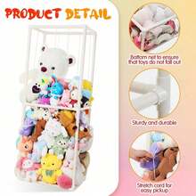 Multi Purpose Toy Zoo Storage Cabinet With Elastic Band Holder For Stuffed Animals Plush Toy Organizer Nursery Bedroom Playroom Furniture Easy Assembly White Durable ABS - trắng - Xem 7