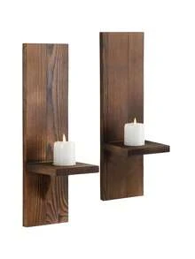 壁烛台（两件套）、装饰性木质烛台、农舍烛台、客厅墙壁装饰 - 2 Pieces - 查看 6