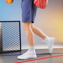 Men's Wrestling Shoes, High-Top Combat Boxing Shoes, Training Shoes, Kickboxing Boots, Fitness Martial Arts Shoes, High-Quality Men's Professional Sports Shoes, Comfortable Anti-Slip Durable Breathable Ankle Support Shoes With Textured Soles