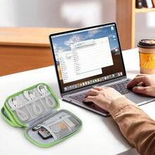 Skycase Zipper Pencil Case - Waterproof Aesthetic Pencil Pouch Case Large Capacity, All-In-One Double Layers Cord Case Organizers Traveling For Accessories,Pen, Pencil, Charger, Cable, Green,Large,Green-1 - 綠1 - 查看 8