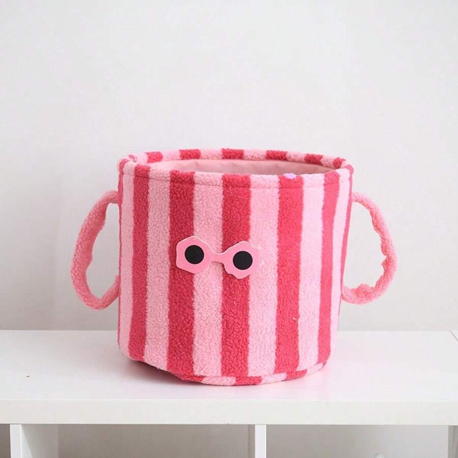 Panier de rangement carré/rond en tissu, panier de rangement carré avec poignée en corde - rayures verticales, panier de rangement portable, adapté au rangement de cosmétiques, de livres et d'accessoires pour la maison, conception ouverte pour un accès facile, panier de rangement pour cosmétiques et organisation, panier d'étagère. - cercle à rayures rouges - Voir 1