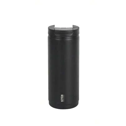 14oz Double Wall Vacuum Insulated Coffee Cup, Leak-Proof Flip Lid, Stainless Steel Material, Suitable For Hot And Cold Beverages
