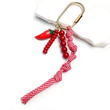 1pc Unique Design Tassel Heart Agate Beaded Bag Charm Accessory Unisex Versatile For Gift And Daily Use Keychain Purse Charm Keyring Y2K - Multicolor - View 4