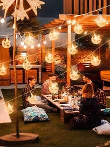 斋月装饰月亮和星星串灯，电池供电灯，适用于开斋节、伊斯兰节日、家居和房间装饰，非常适合斋月吉祥、开斋节、餐厅装饰、酒店装饰、卧室装饰、客厅装饰； - 暖色 - 查看 8