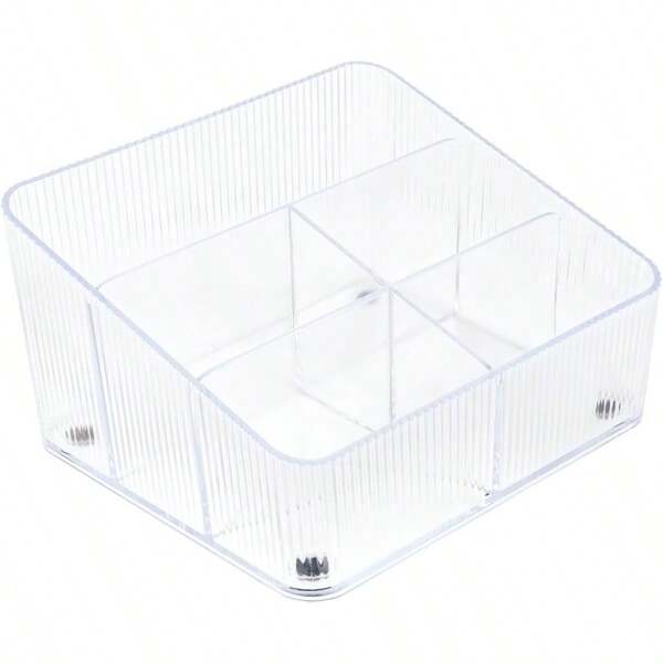 Clear Makeup Organiser Tiered Storage With 5 Compartments For Cosmetics Skincare Perfume Brushes L