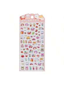 3D Kristall Aufkleber Wolkenkaninchen, holografischer Apfel, Teddybär, Süßigkeiten Dekorationsaufkleber, Lern-Belohnungsaufkleber für Kinder