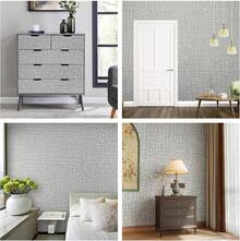 GALASALA 40 * 500CM Papel Tapiz para Pared Recamara Patrón de Tela, Papel Tapiz Autoadherible, Tapiz para Pared Decorativo Vinilo Adhesivo PVC, Antiincrustante Resistente al Agua, Gris Claro - Gris Claro - Ver 4