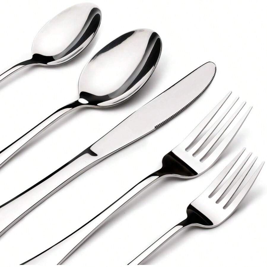 Acnusik Stainless Steel Flatware Service For 8 Utensils Cutlery Including Knife 40Piece Silverware Set Silver - Silver - View 1