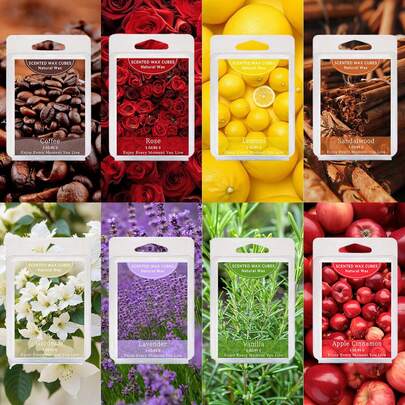 Velas de aromaterapia, conjuntos de velas, cera derretida perfumada, velas perfumadas geladas, blocos/tortas de cera sortidos (3 oz) - rosa, baunilha, café, gardênia, lavanda, sândalo, limão, maçã e canela, cera com aroma de outono, cera derretida natural, blocos de cera de soja para ambiente, cera de aromaterapia, queimador de óleo, tortas de cera, conjunto de presente de aromaterapia para mulheres