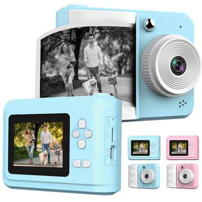 Máy ảnh trẻ em in ảnh tức thì dành cho bé trai và bé gái từ 6-16 tuổi, Máy ảnh zoom kỹ thuật số để quay vlog Màn hình IPS 2,4'' Máy ảnh có thể sạc lại Chụp ảnh chuyên nghiệp, Máy ảnh kỹ thuật số HD 1080P dành cho trẻ em kèm giấy in Đồ chơi in ảnh tức thì Quà tặng sinh nhật Giáng sinh cho trẻ mới biết đi và thanh thiếu niên từ 6-16 tuổi Màu xanh lam