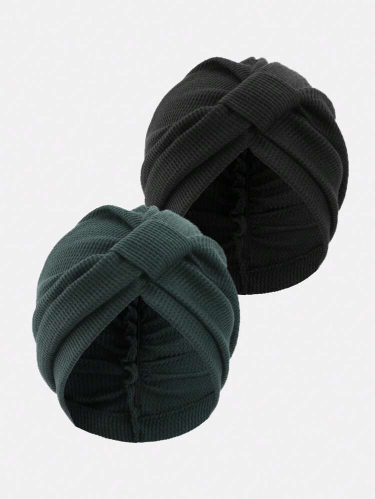 2pcs Women's Autumn Breathable Waffle Grid Square Headscarf Hats, Style Headwrap, Suitable For Daily Use - Multicolor - View 12