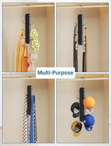 Wooden Purse Organizer For Closet, 8 Extra-Wide Metal Hooks Handbag Hanger, Space-Saving Hanging Bag Holder & Purse Rack For Closet Organization (Black, 2 Pack)Christmas - màu đen - Xem 2