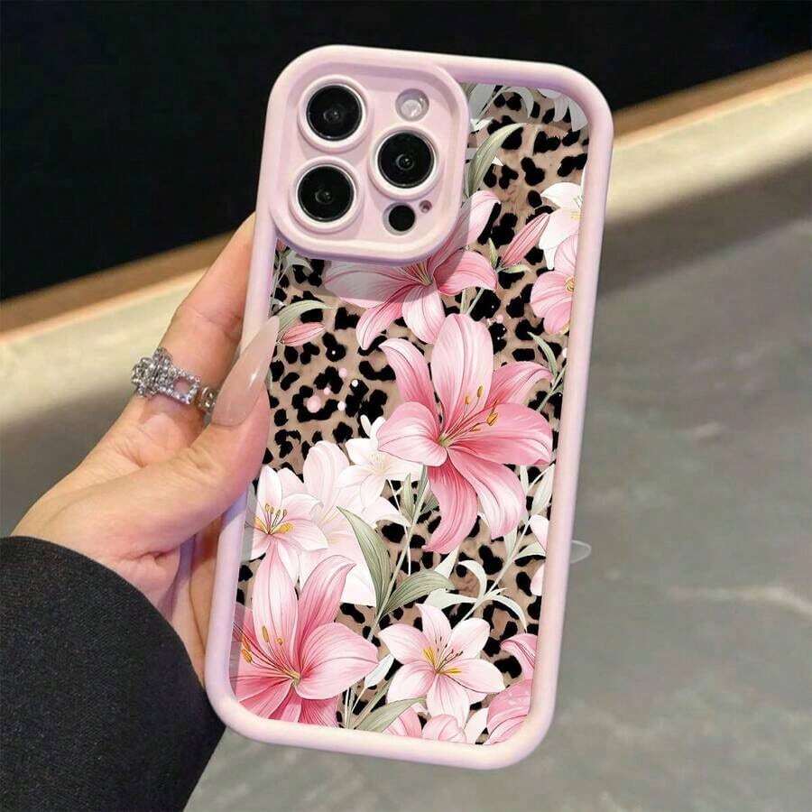 1pc Fashionable Pink Bamboo, Pink Butterfly, Lily Flower Print, Sexy Leopard Pattern Phone Case Compatible With IPhone 17 Pro Max/15 PROMAX, 12/13 Pro/14 Plus/11 PRO/13 Mini, Shockproof Protective Cover Compatible With Iphone 13/12, 11 ProMax/12 Pro/X/XR/XS MAX, XR/15, Soft Full-Body 15 Pro/15 Plus/16 ProMax/16/Pro/16 Plus/16/XS, Funny Minimalist Fashionable Personalized Gift For Men And Women, Valentine's Day Gift Waterproof Anti-Fall Scratch Resistant - 粉色 - 查看 1